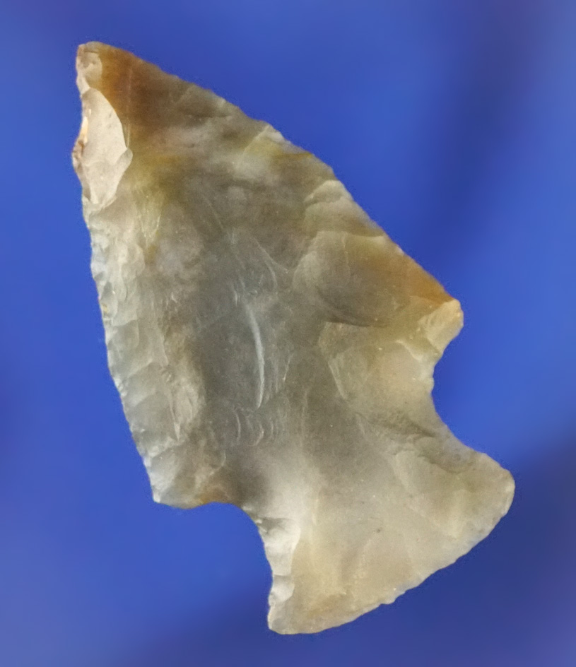 1 11/16" Hopewell point made from high-grade Flint Ridge chalcedony found in Licking Co.,  Ohio.