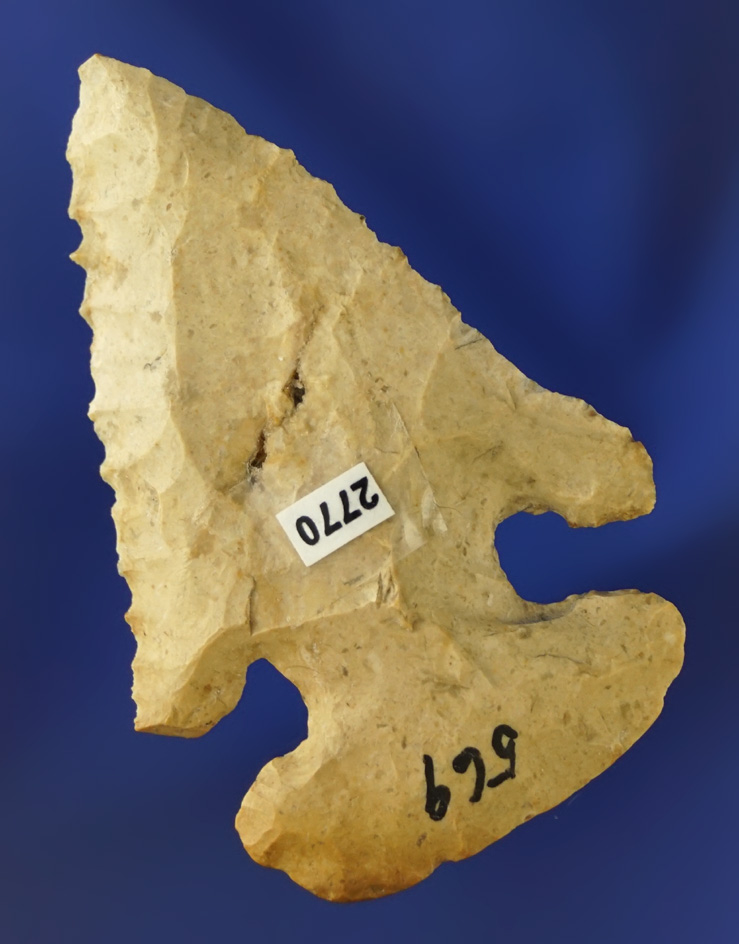 2 3/8" Archaic Thebes Bevel that is heavily patinated, found in Ohio.  Elleman.