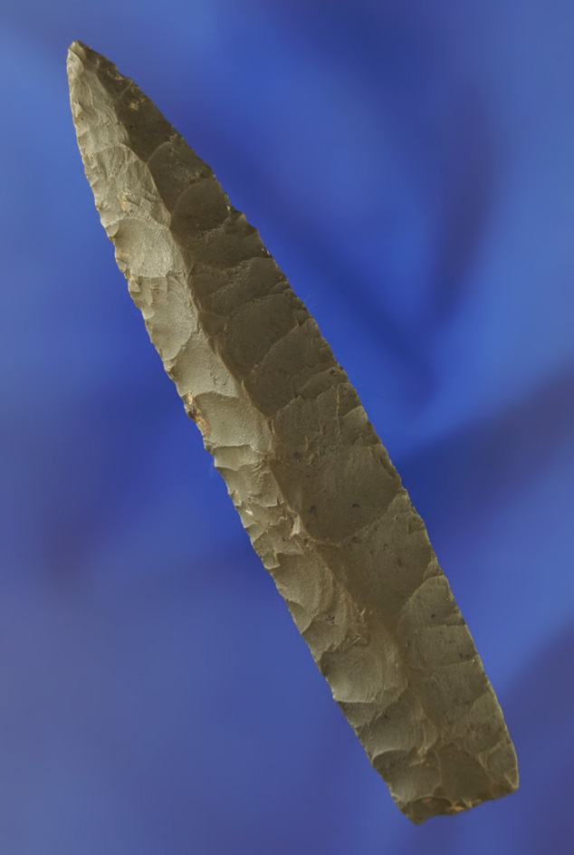 4 1/2" very fine parallel flaked Paleo Lance  found in southern Ohio made from Kanawha Flint.
