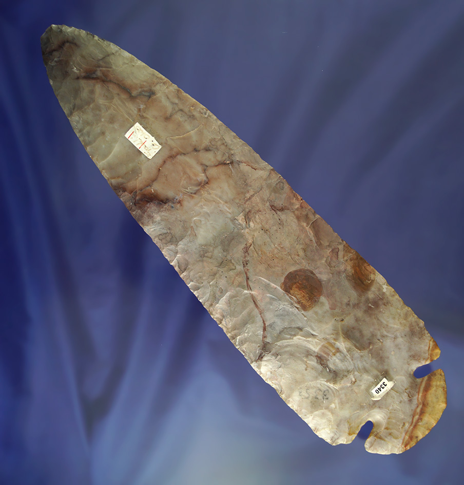 Restored – Very large colorful Flint Ridge Flint Dovetail bottom section found in Ohio.