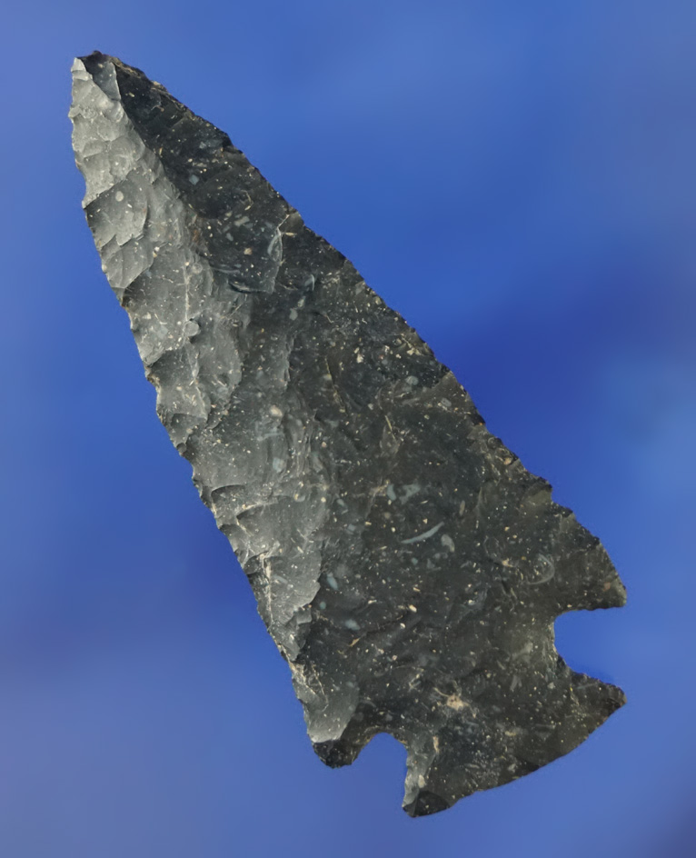 2 3/4" Archaic Cornernotch that is nicely flaked from Coshocton Flint found in Ohio.