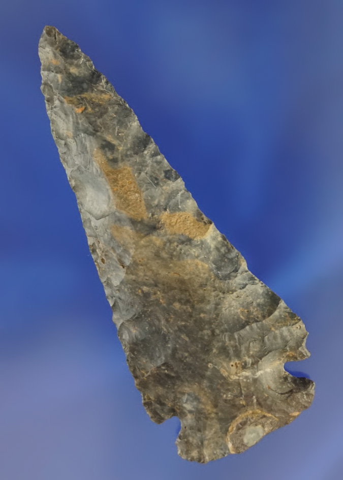 3 3/16" colorful Coshocton Flint Cornernotch point found in Richland Co.,  Ohio - nice condition.