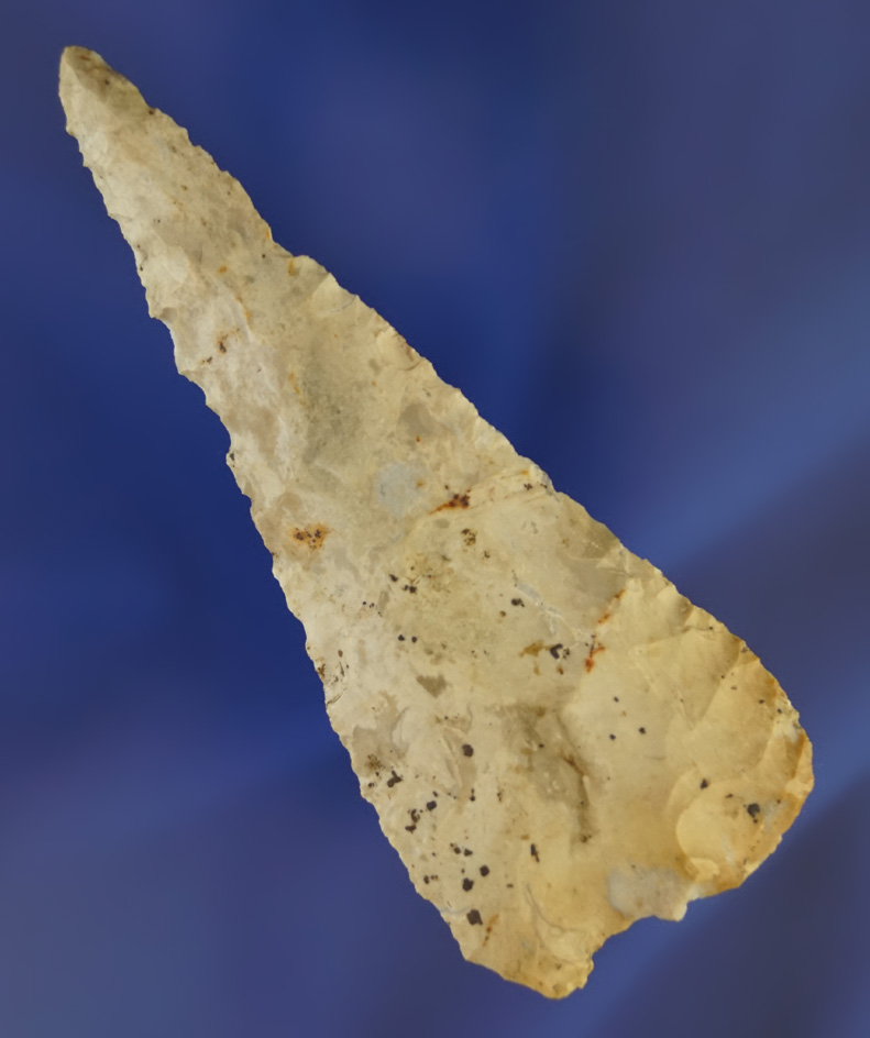 3 13/16" thin and nicely beveled Cobbsmade from Logan County chert found in Logan Co.,  OH.