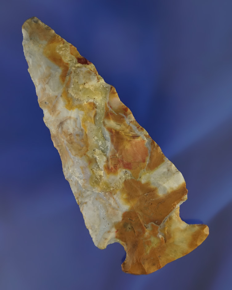 4" Flint Ridge Flint Hopewell Knife multicolored Flint Ridge Flint with a large Quartz inclusion - O