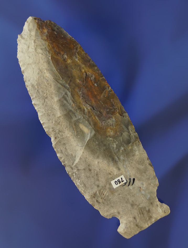 Nicely patinated 4 3/4" Sidenotch Spear with some box damage to tip area.  Miami Co., Ohio.