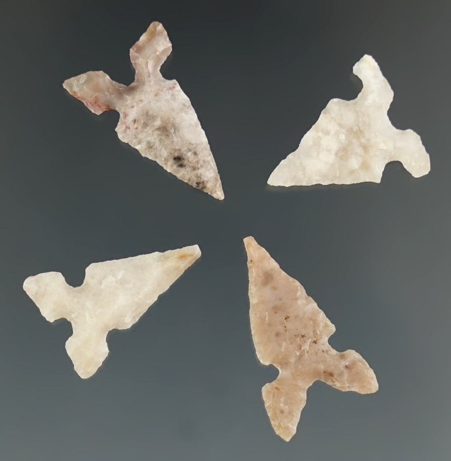 Set of four nicely styled Toyah Points found in Texas. Largest is 13/16".