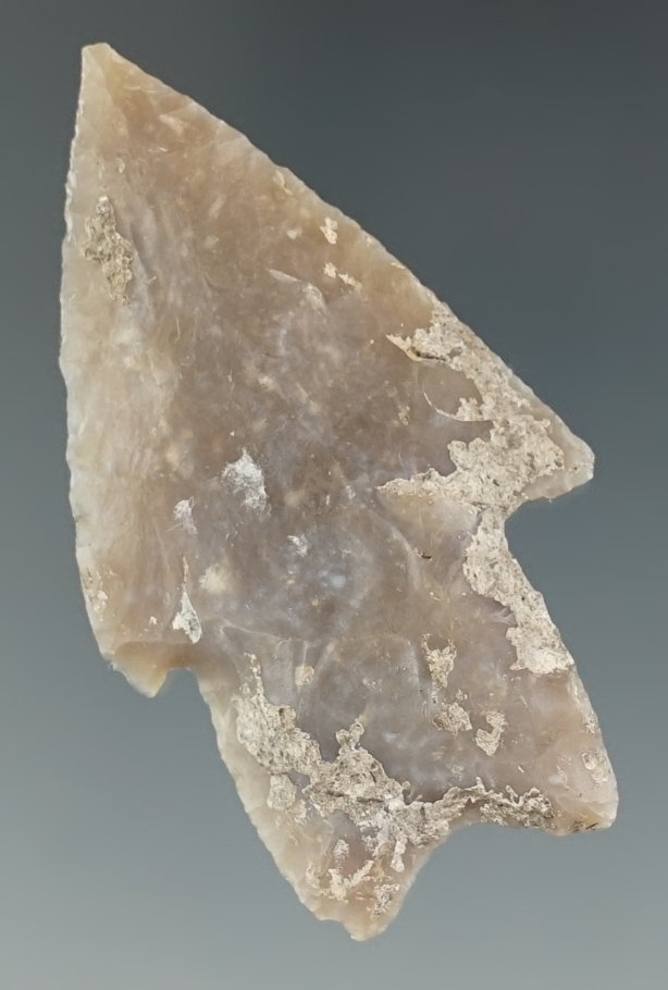 2 1/8" heavily patinated Pedernales Point with excellent flaking, found in Texas.