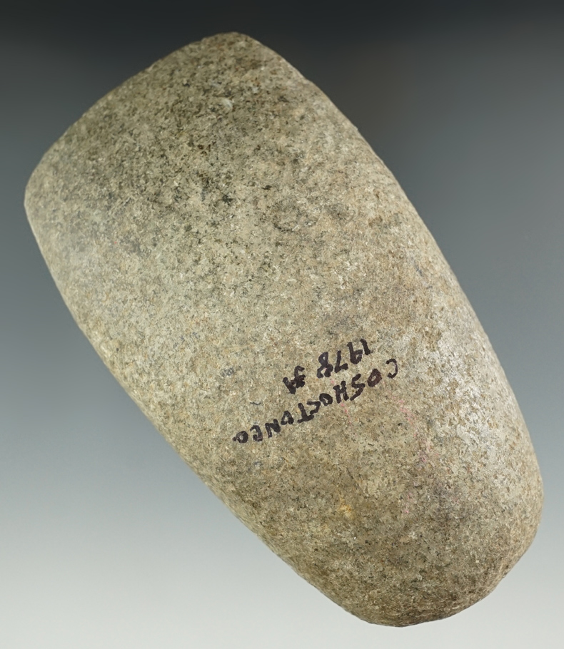 Fine 4 3/4" Adena Celt that is highly polished. Found in Coshocton Co., Ohio in 1978 by Jack Hooks.