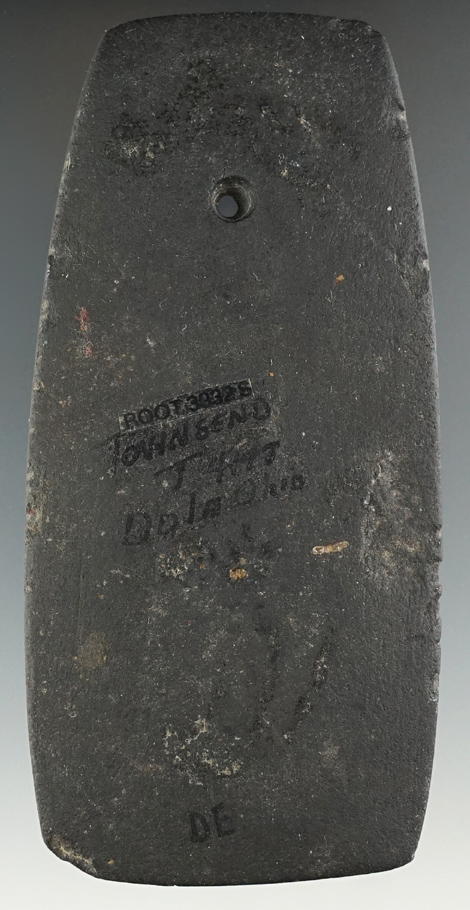 4 3/8" x 2 1/16" Black Hardstone Pendant - Hardin Co., Ohio, near Dola. Ex. Townsend, Dave Root.