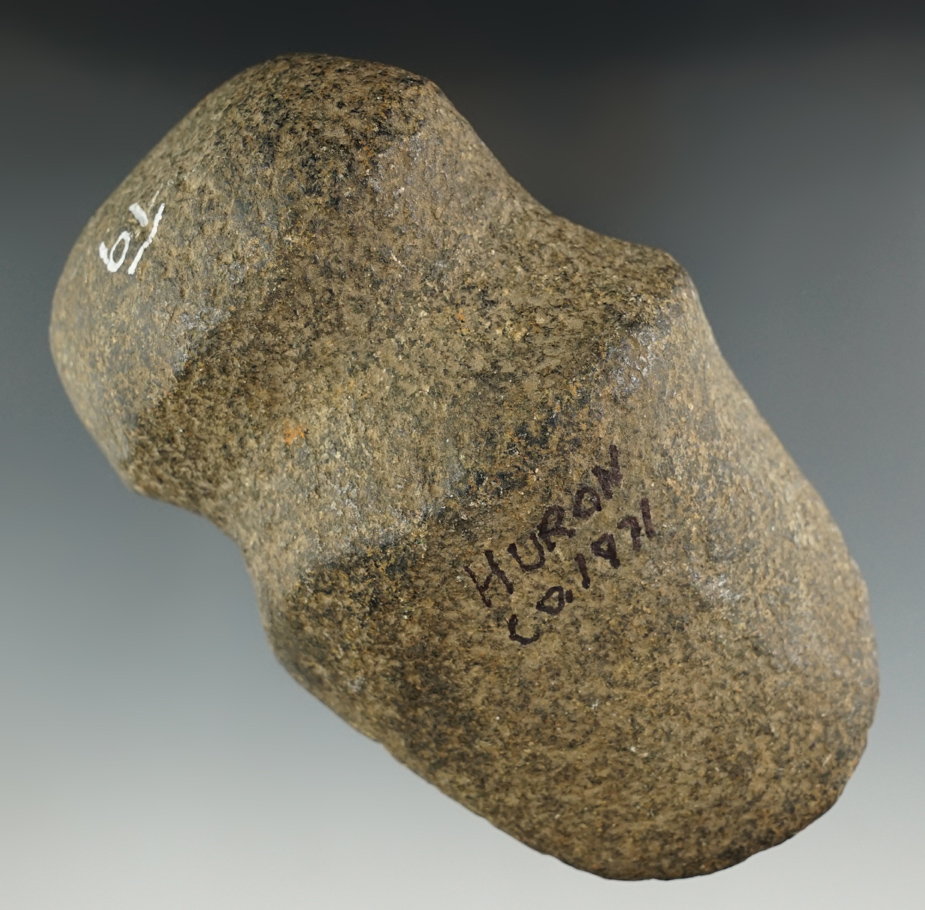5 1/8" Full Groove Hafted Adze made from Hardstone. Found in Huron Co., OH, by Jake Bikar 1971.