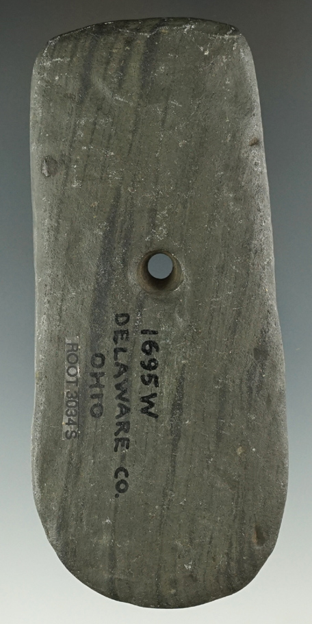 4" Adena Keyhole Pendant found in Delaware Co., Ohio. Ex. F.P. Hills (#4276), August Wehrle. COA.