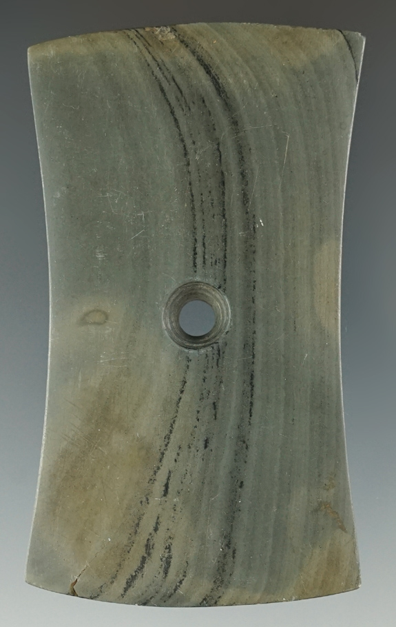 3 1/8" Adena Bi-Concave Pendant - surface has been cleaned. Found in Portage Co., Ohio. Pictured!