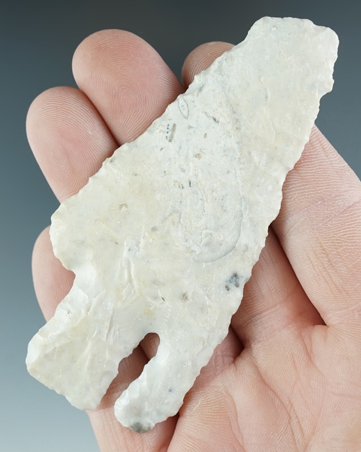 River polished 3 5/8" Calf Creek Knife with an anciently salvaged tip and ear found in Texas.