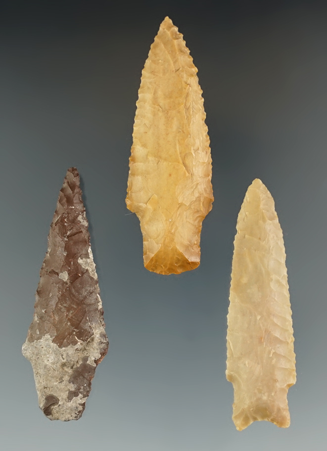 Nice set of three well-made Texas Points, largest is 2 5/8".
