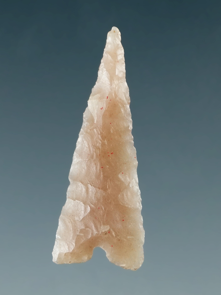 1" Garza point made from semi translucent Chalcedony found in Texas.