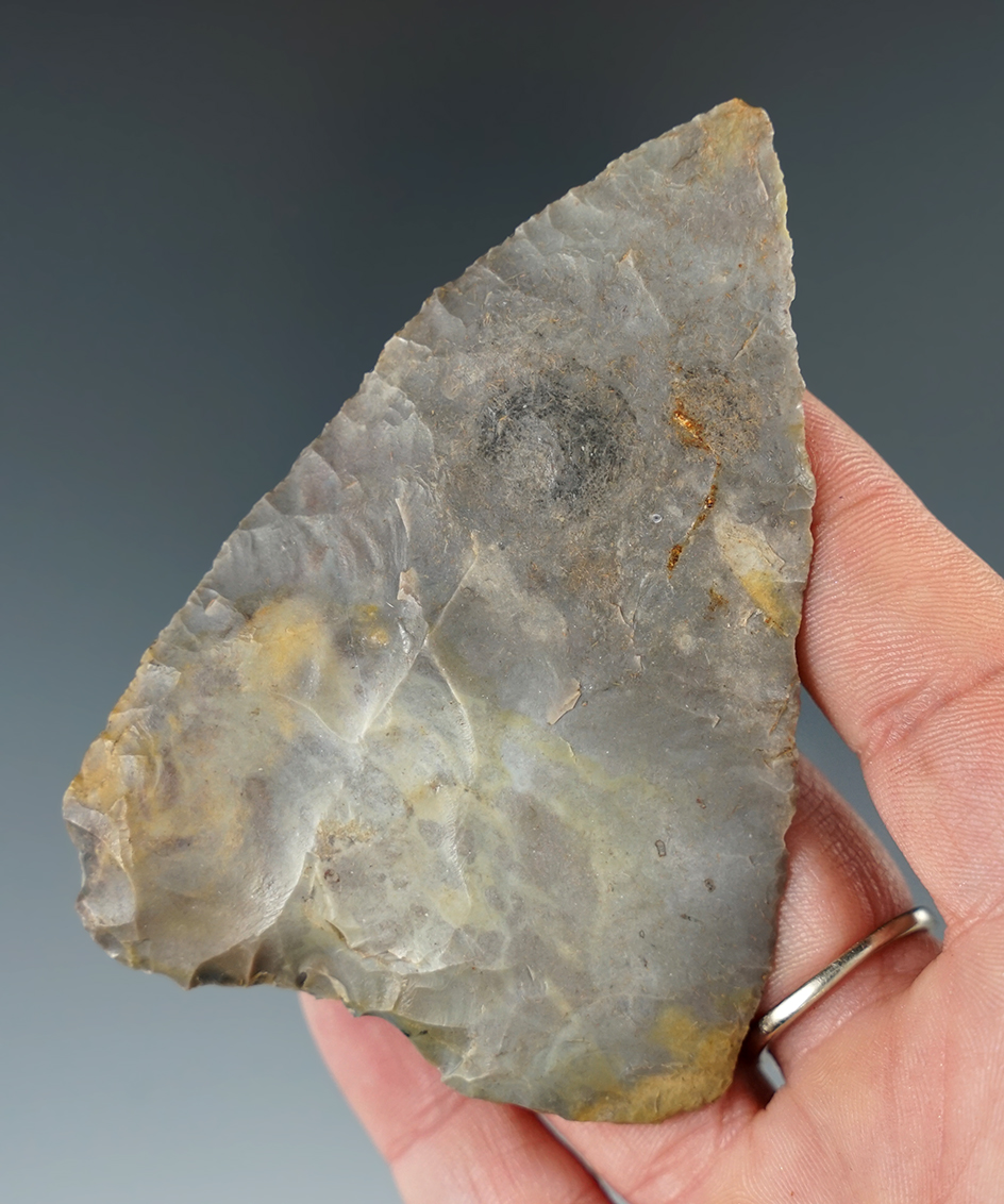 Large 3 3/8" by 2 3/8" early-stage Columbia Mule Ear Knife.  Klickitat Co., Washington. Stermer COA.