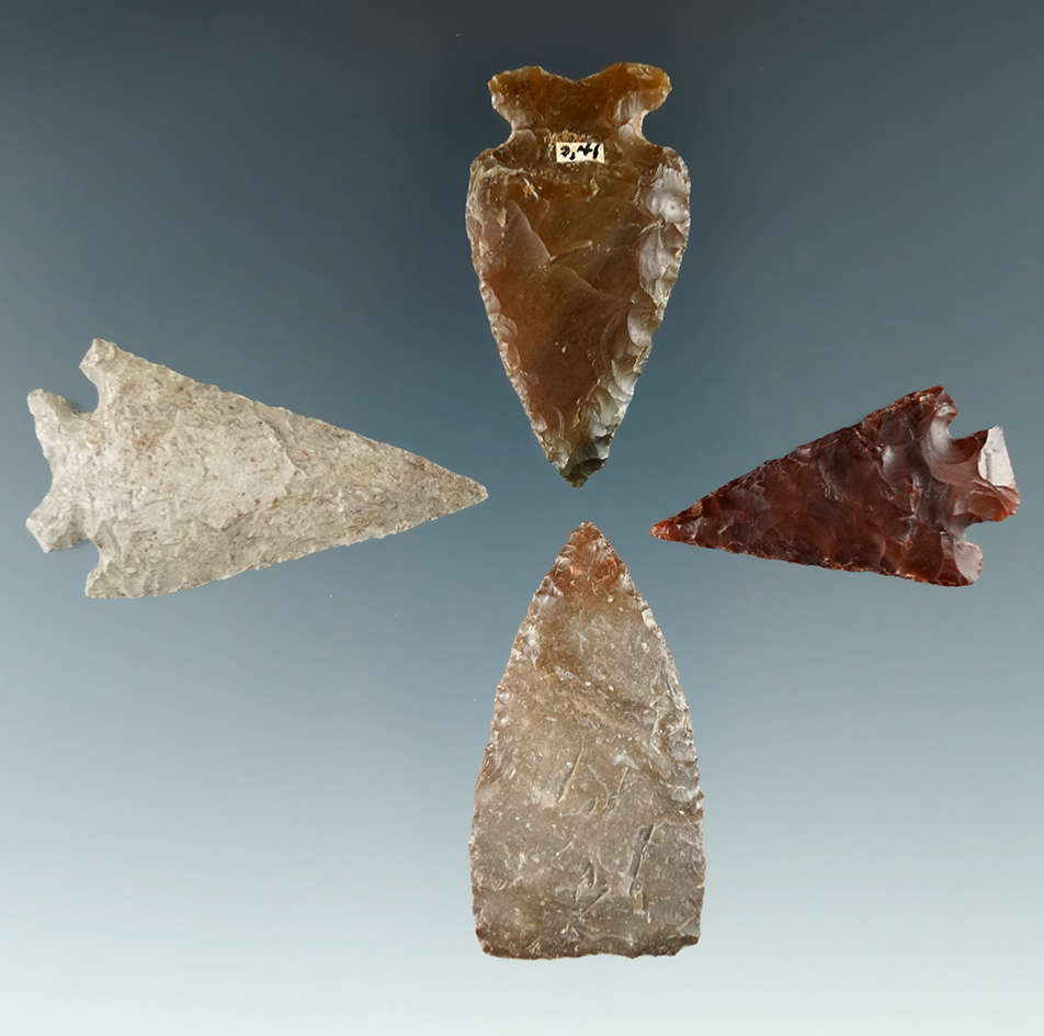 Set of four NW. Coast arrowheads from Washington and Oregon, largest is 2".
