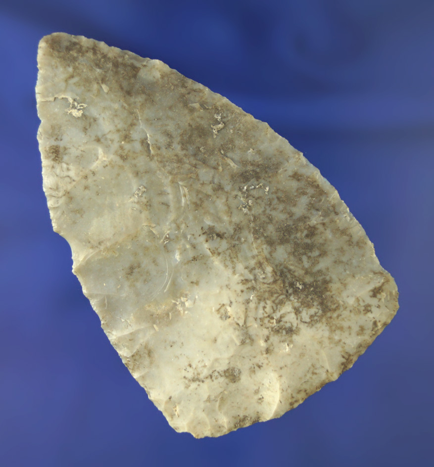 Thin and nicely flaked 3 9/16" Covington Blade with nice mineral deposits-Texas. Ex.  Ferrell