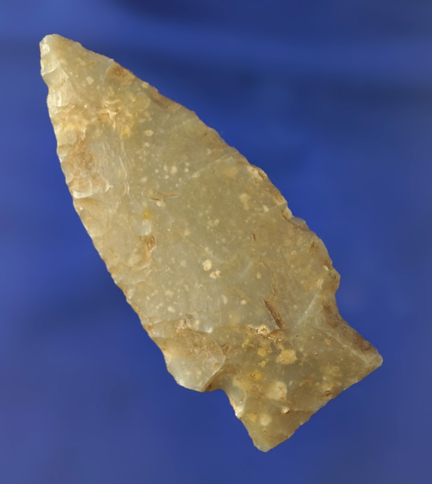 2 11/16" Stemmed Knife made from highly translucent chalcedony found in Ohio.
