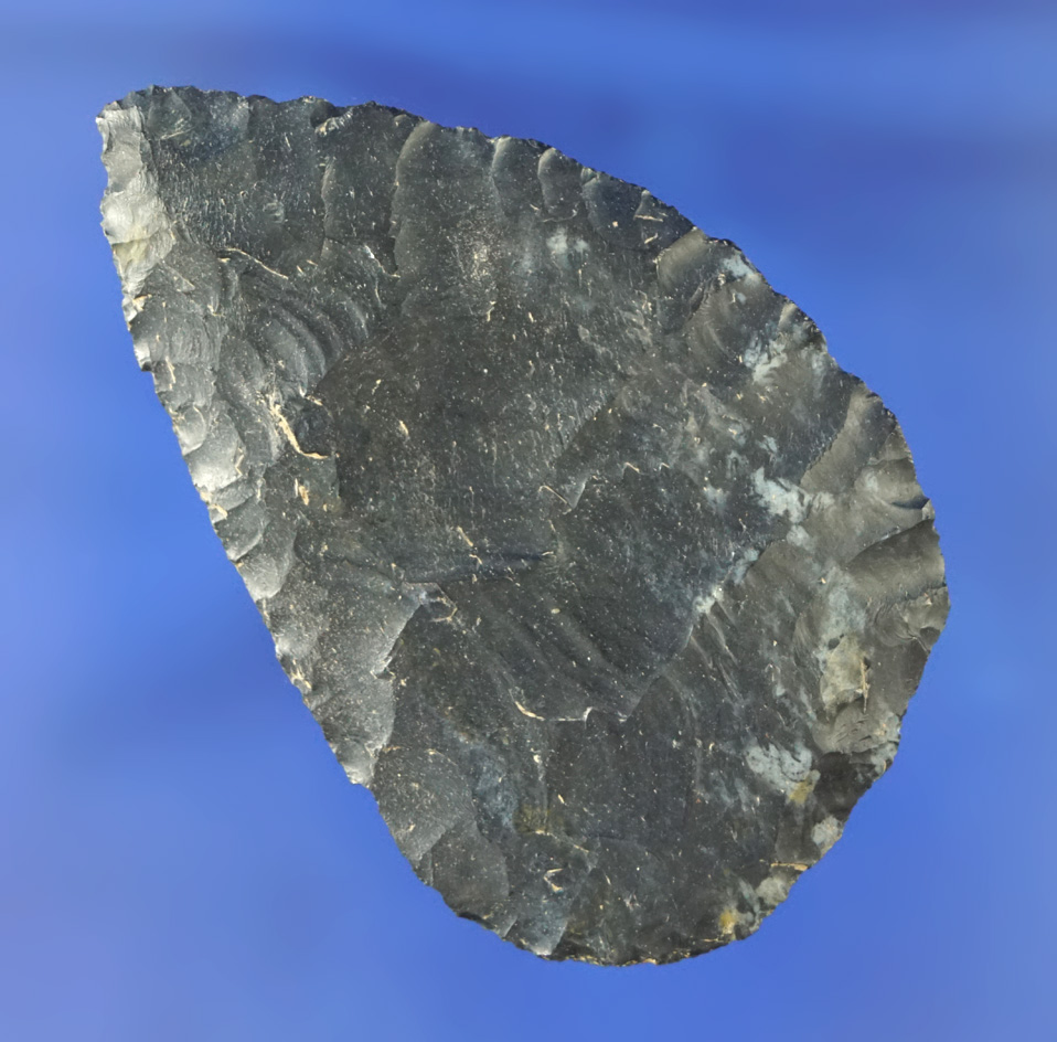 Sin and nicely flaked 2 3/8" Coshocton Flint Leaf Blade  found in Ohio.