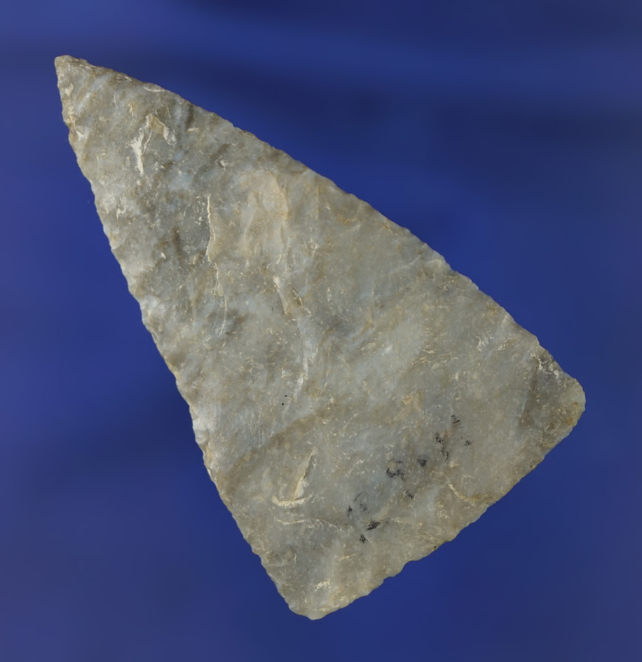 Well styled 2 7/16" Triangular Blade made from Flint Ridge Flint found in Ohio.