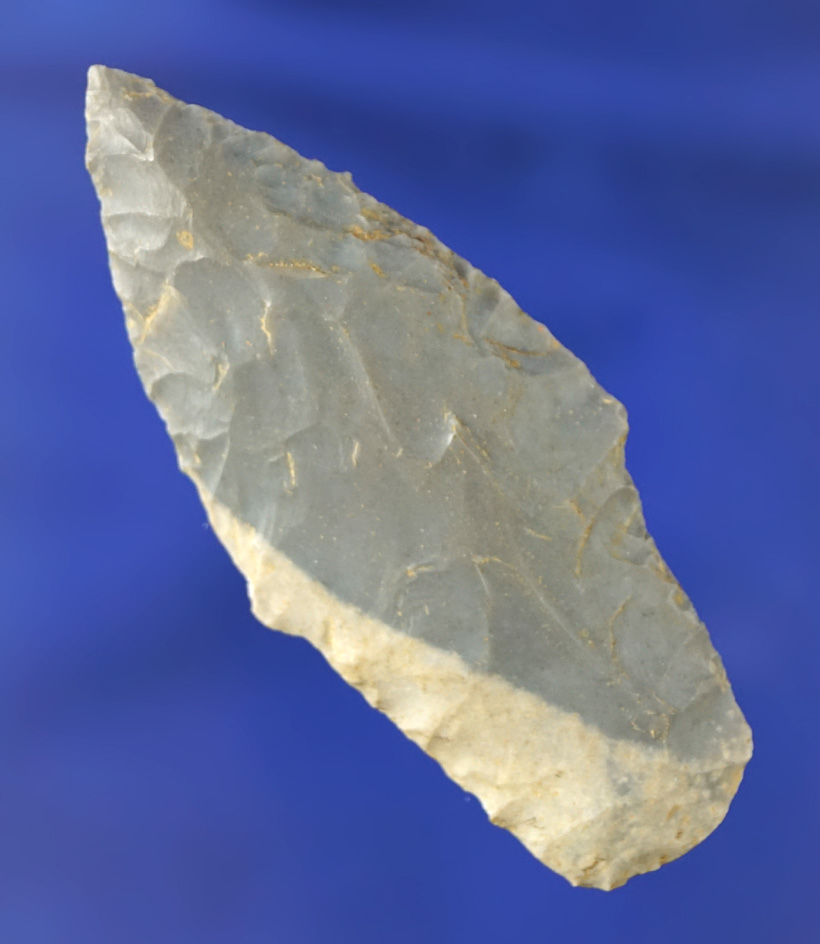 Excellent flaking and style on this 2 1/2" Adena made from bi-colored hornstone found in Ohio.