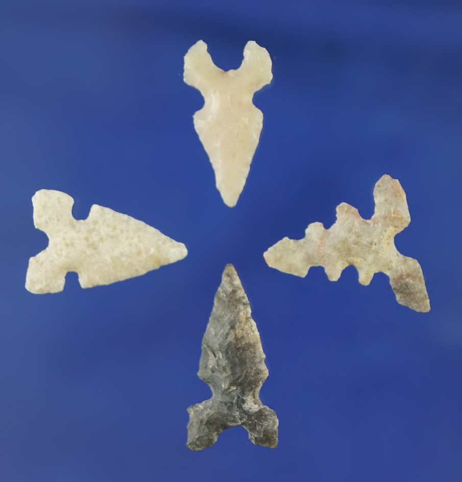 Set of four well made Bird Points found in Texas, largest is 3/4".
