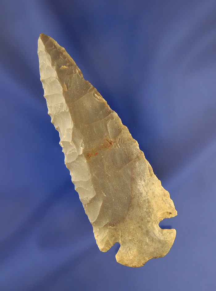 Well patinated 3 9/16" Notched Base Beveled Dovetail found in Ohio.