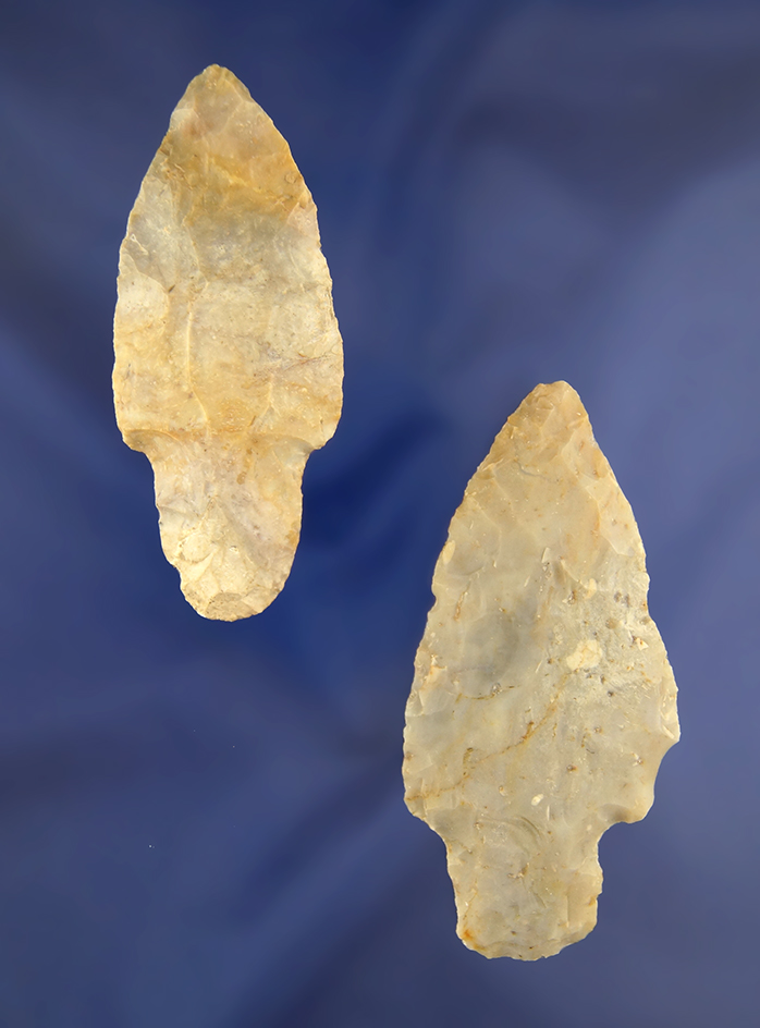 Pair of Ohio Adena Arrowheads, largest is 3 1/8".