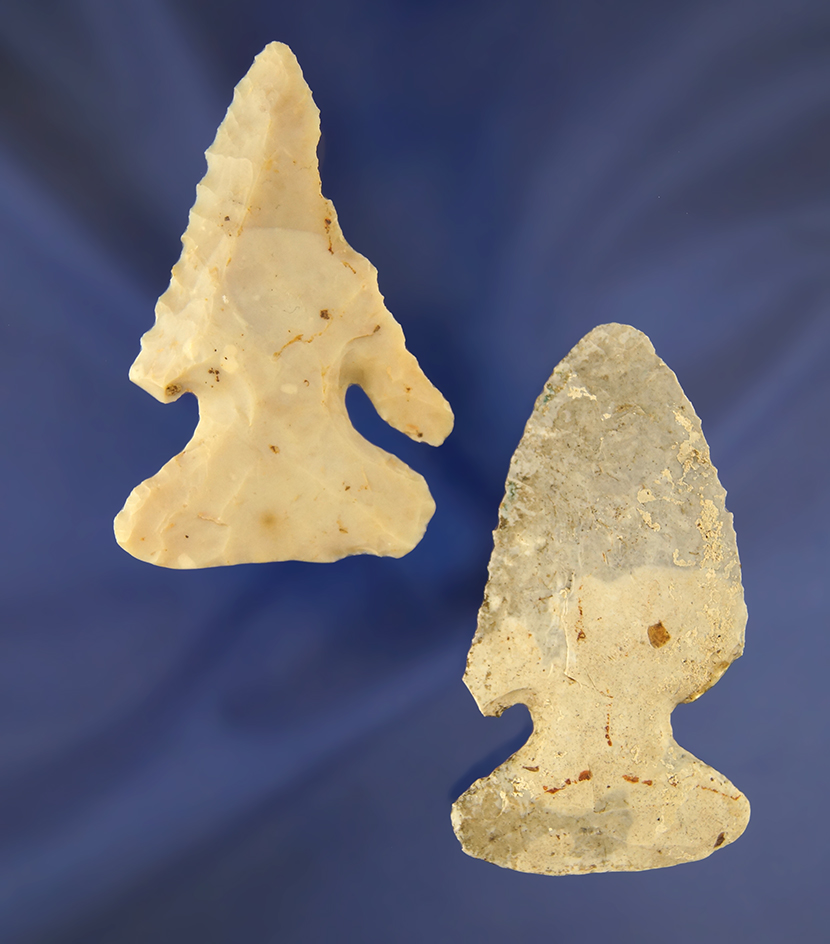 Pair of Archaic Thebes Bevels found in Ohio, largest is 2 15/16".