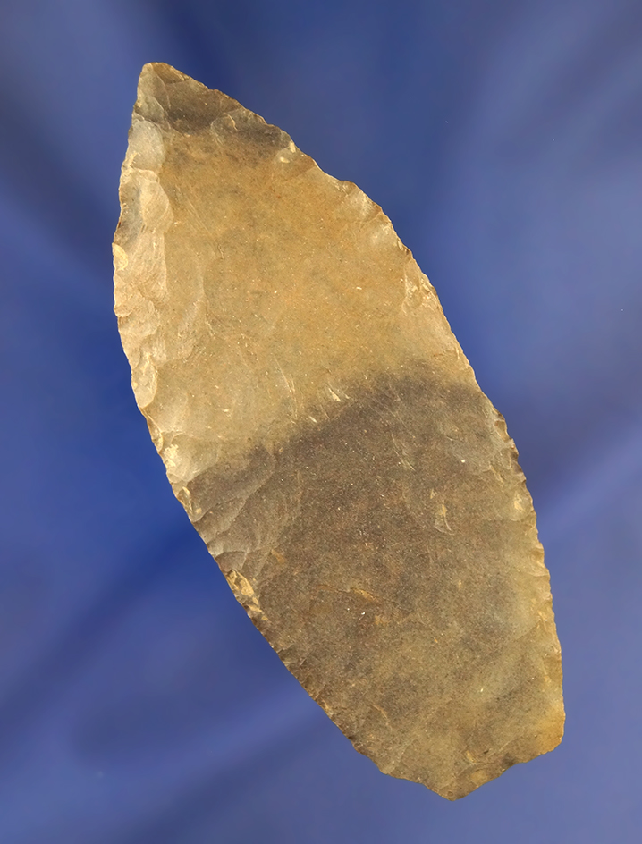 3 5/16" Coshocton Flint Paleo Lanceolate found in Ohio.