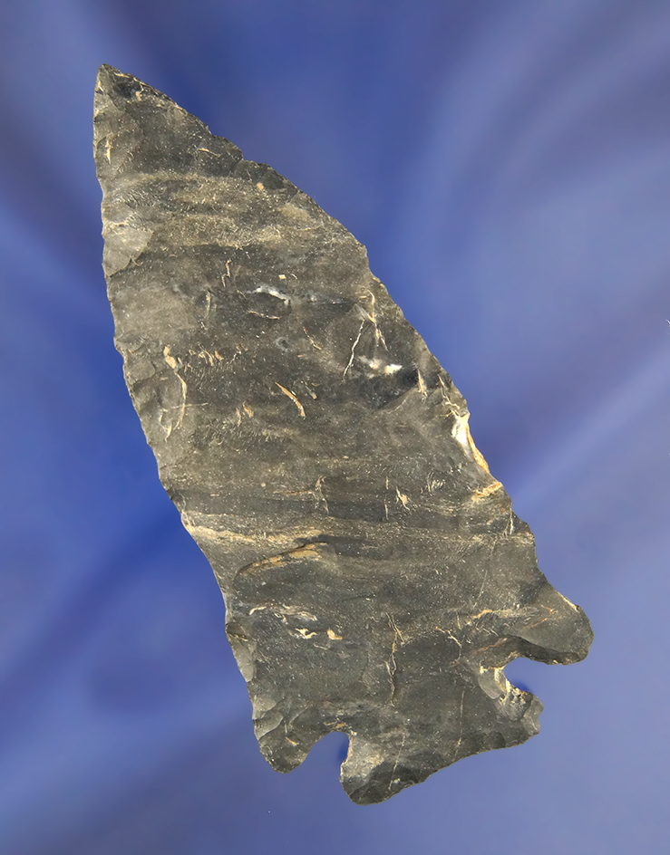 3 13/16" Coshocton Flint Cornernotch. Found in  Ashland Co., Ohio.
