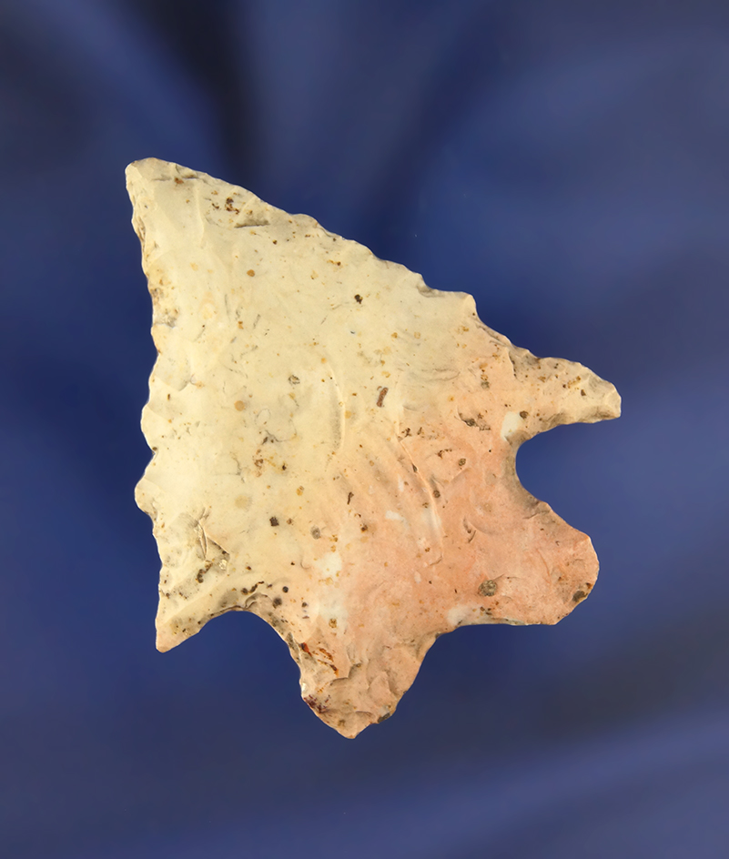 2" Bifurcated Base Point made from Flint Ridge Flint. Found in Darke Co., Ohio.