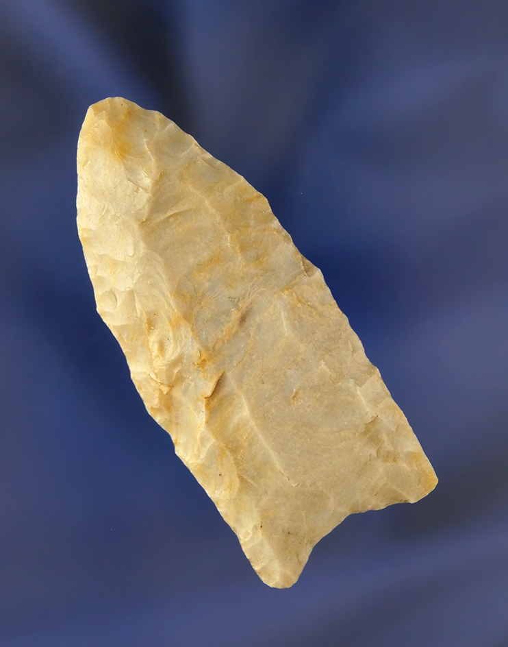 2 1/2" Clovis made from Crooksville Chert. Found in Pickaway Co., Ohio. Bennett COA.