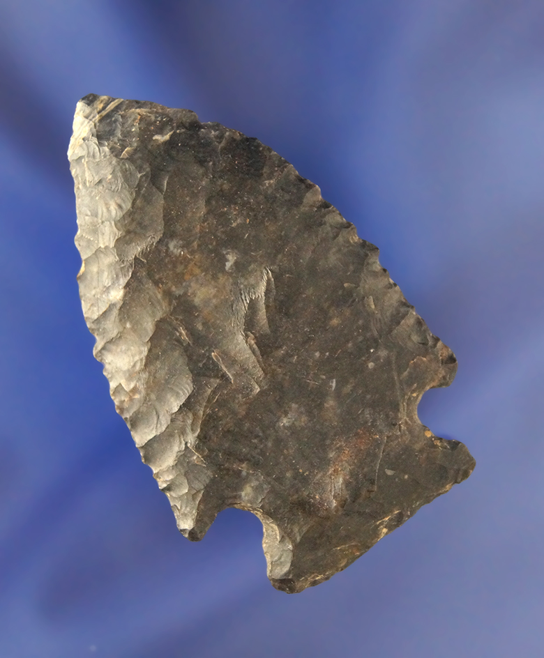 2 1/2" nicely styled Coshocton Flint Cornernotch found in Ohio. Ex. Earl Townsend.