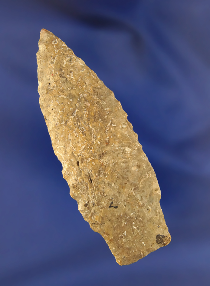 3 1/8" Paleo Stemmed Lance found in Ohio.