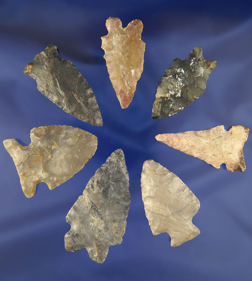 Set of 7 nice Ohio Points, largest is 2 3/8".