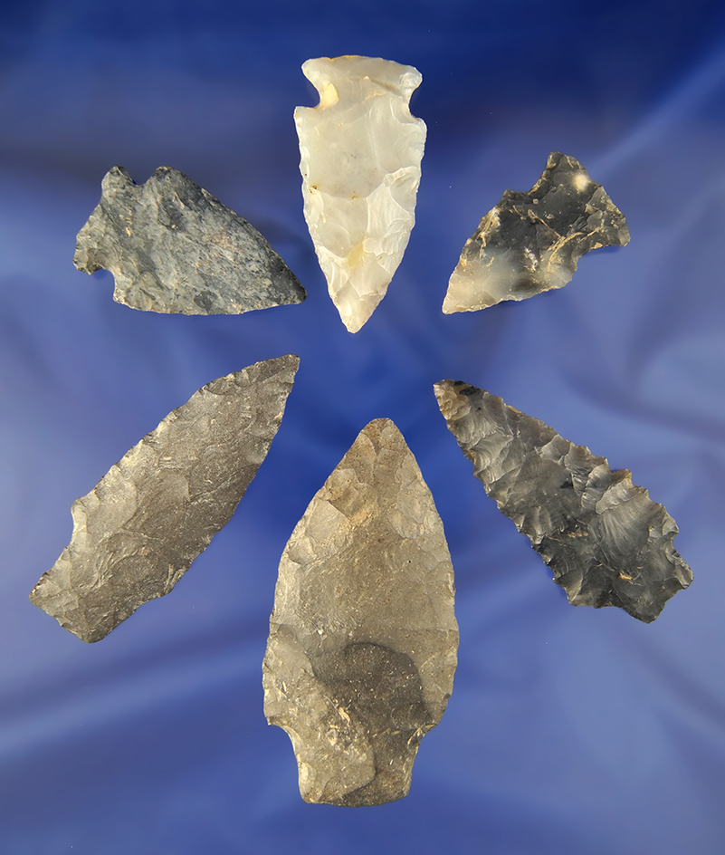 Group of 6 Assorted Ohio Points, largest is 2 7/8".