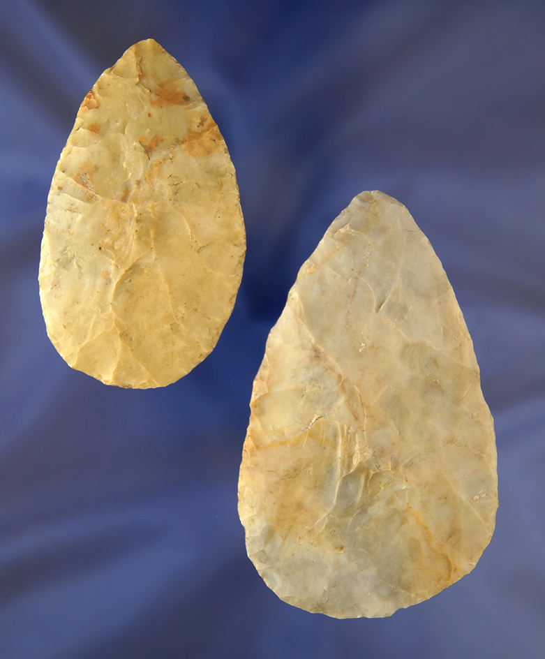 Pair of Cache Blades, largest is 3 3/4". Found in Ashland Co., Ohio.