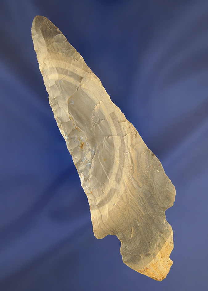 Nice! 5 3/16" Turkeytail made from Hornstone with a nice bull's-eye in Flint, Ohio.