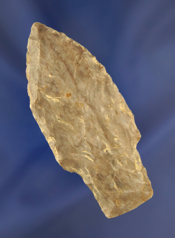 3 1/4" Coshocton Flint Paleo Stem Lanceolate. Found in northern Ashland Co., Ohio.