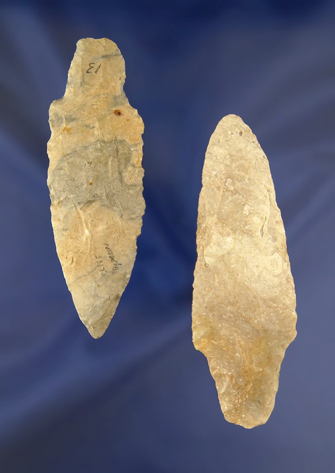 Pair of nice Ohio Adenas, largest is 4 1/16". Ex. Ronald Thiebeau.