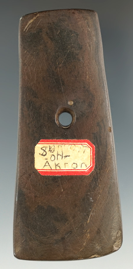 3 7/8" Trapezoidal Pendant - beautifully mottled brown and black Slate. Summit Co., Ohio.