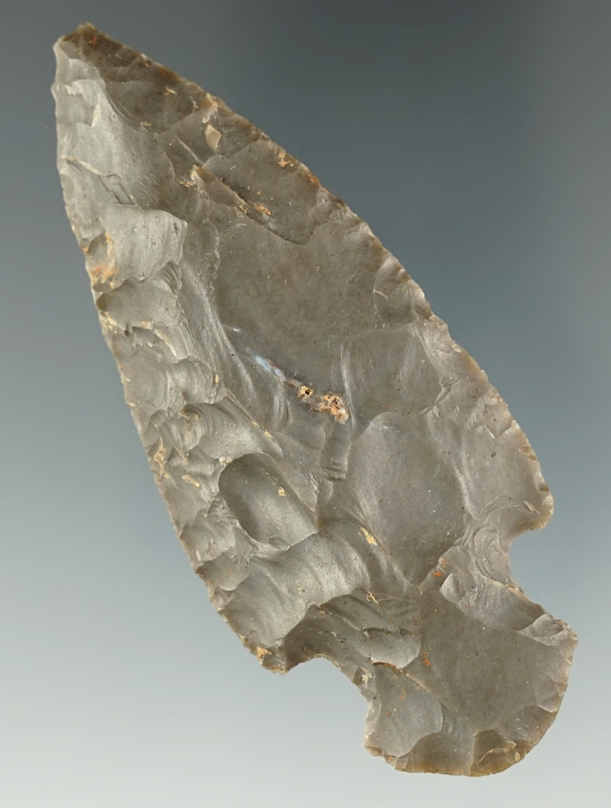 3 3/8" Ross style Hopewell - Hornstone. Found in Jefferson County Kentucky.  Bennett COA.