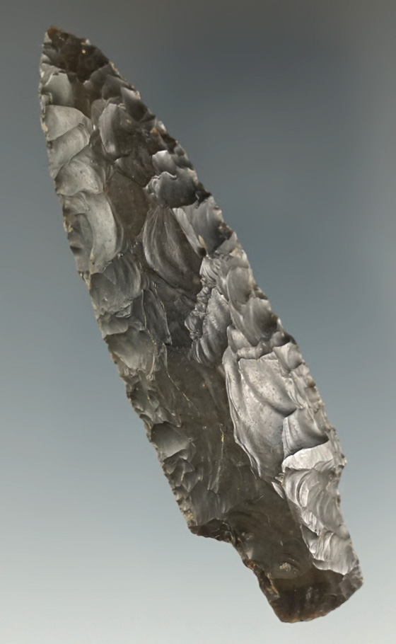 3 1/2" Pogo made from Georgetown Flint found in Polk Co., Texas. Ex. J.T. Collier, Russell Long