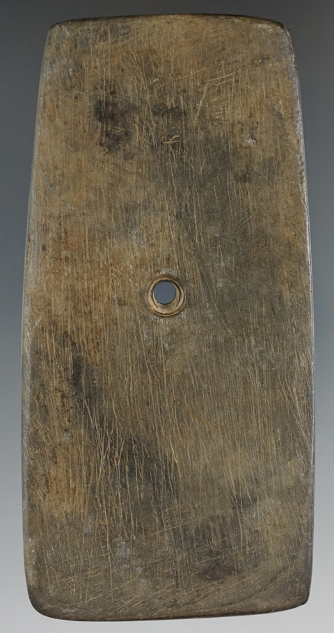 4 5/8" Hopewell Rectangular Pendant made from green and black Slate, found in Licking Co., Ohio