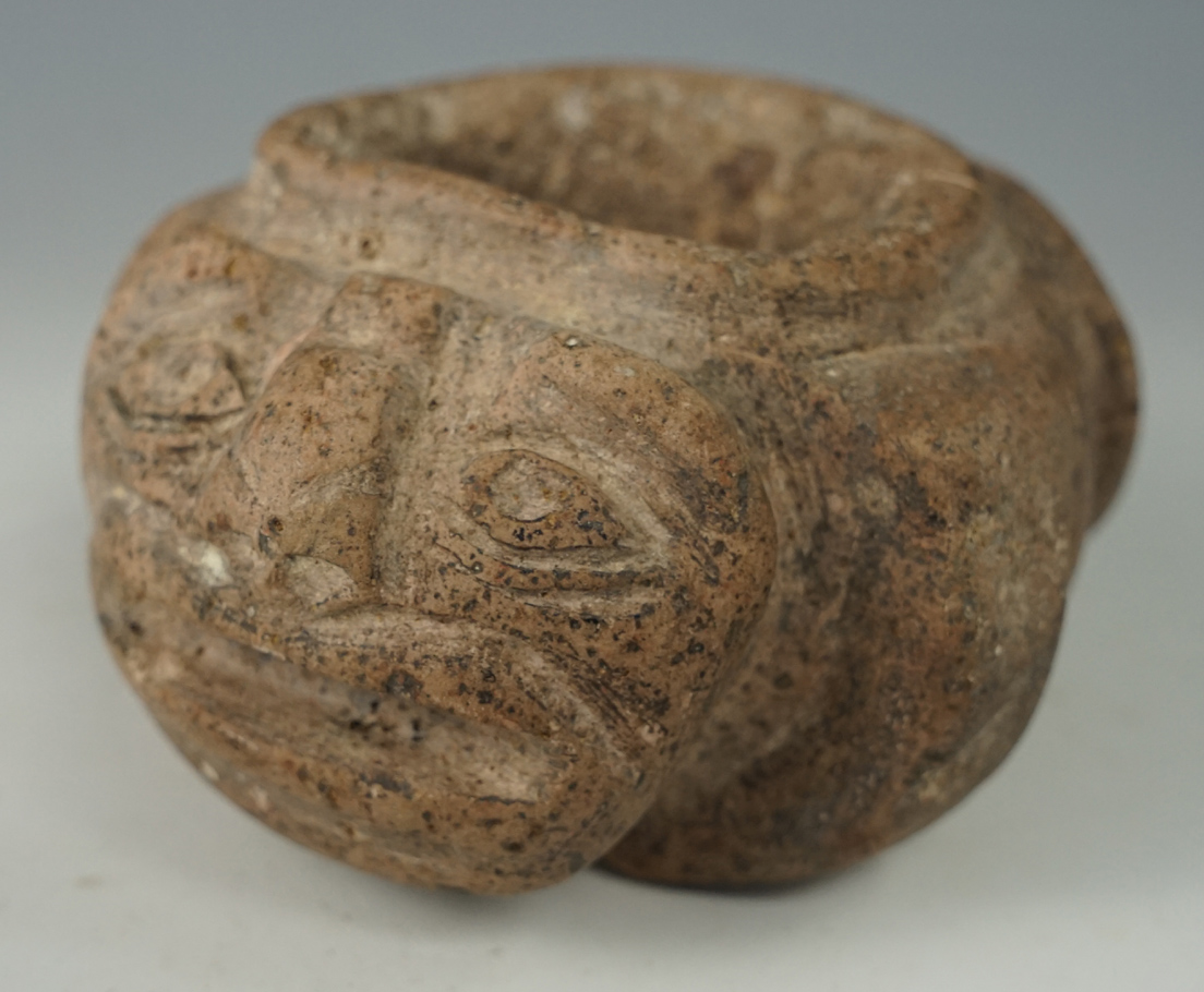 3 1/2" Incredibly well designed effigy Mace head from Northern Peru.