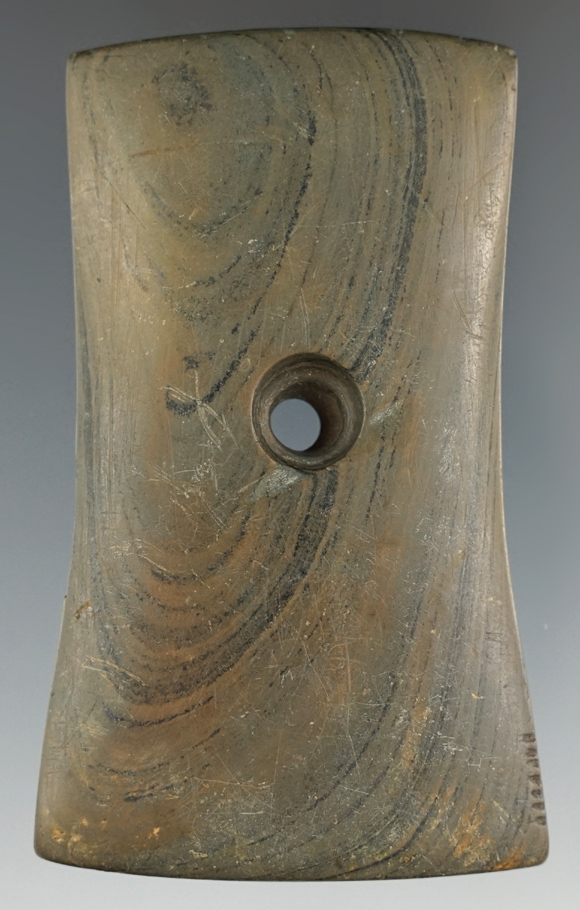 3 5/16" Bell Pendant with tally marks on three edges, found in Lucas County Ohio.