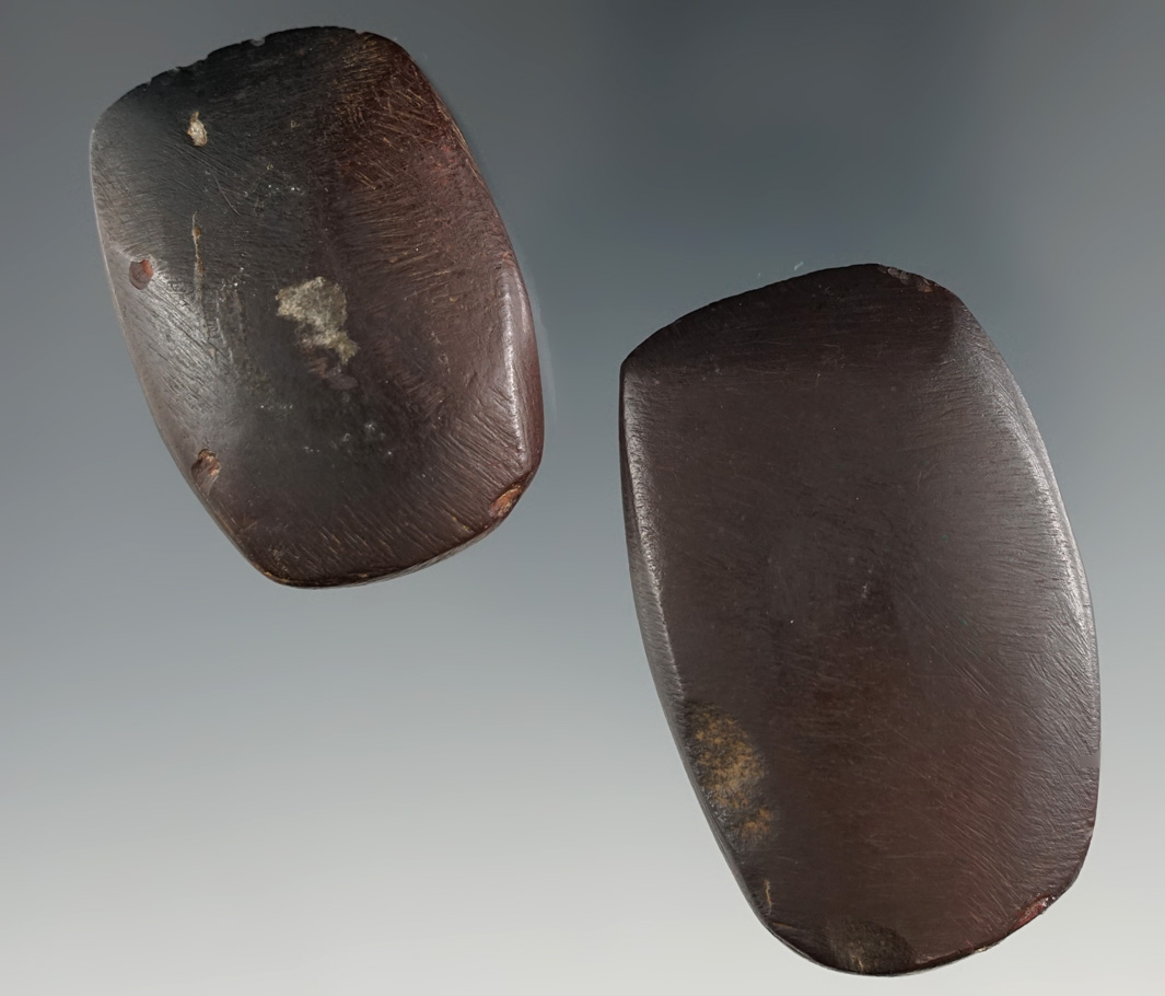 Pair of Hematite Miniature Celts, largest is 2 3/16". Found in Coshocton Co., Ohio.