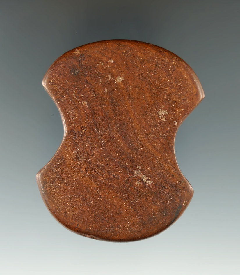 2 11/16" Unique highly polished undrilled Indented Slate Artifact - - Medina Co., Ohio. Ex. Hallock